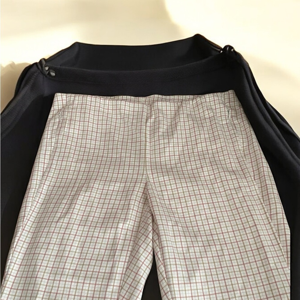 🌟 J. Jill Cotton stretch Pants Cream Tan, White Baby Pink comfy striped pants - Picture 3 of 14